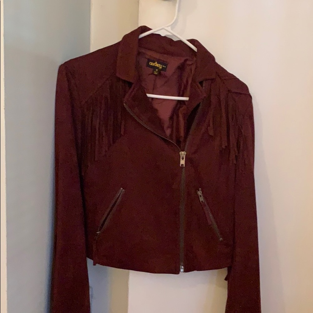 Audrey 3+1 Faux Suede Fringe Jacket